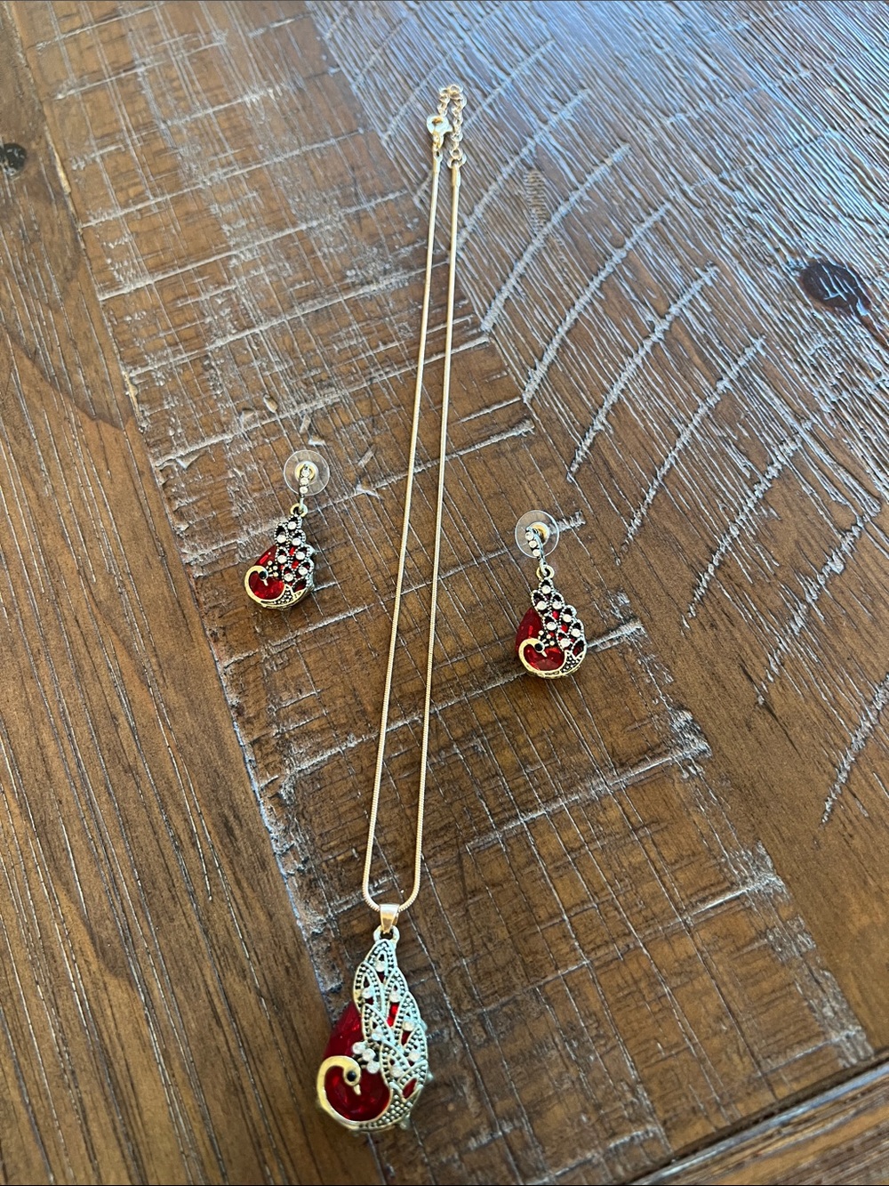Elegant Zircon Peacock Necklace & Earrings Set